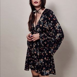 Free People floral dress with bell sleeves